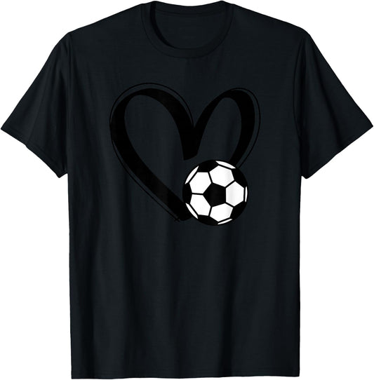 Soccer Ball Heart T-Shirt - T-Shirt | Black