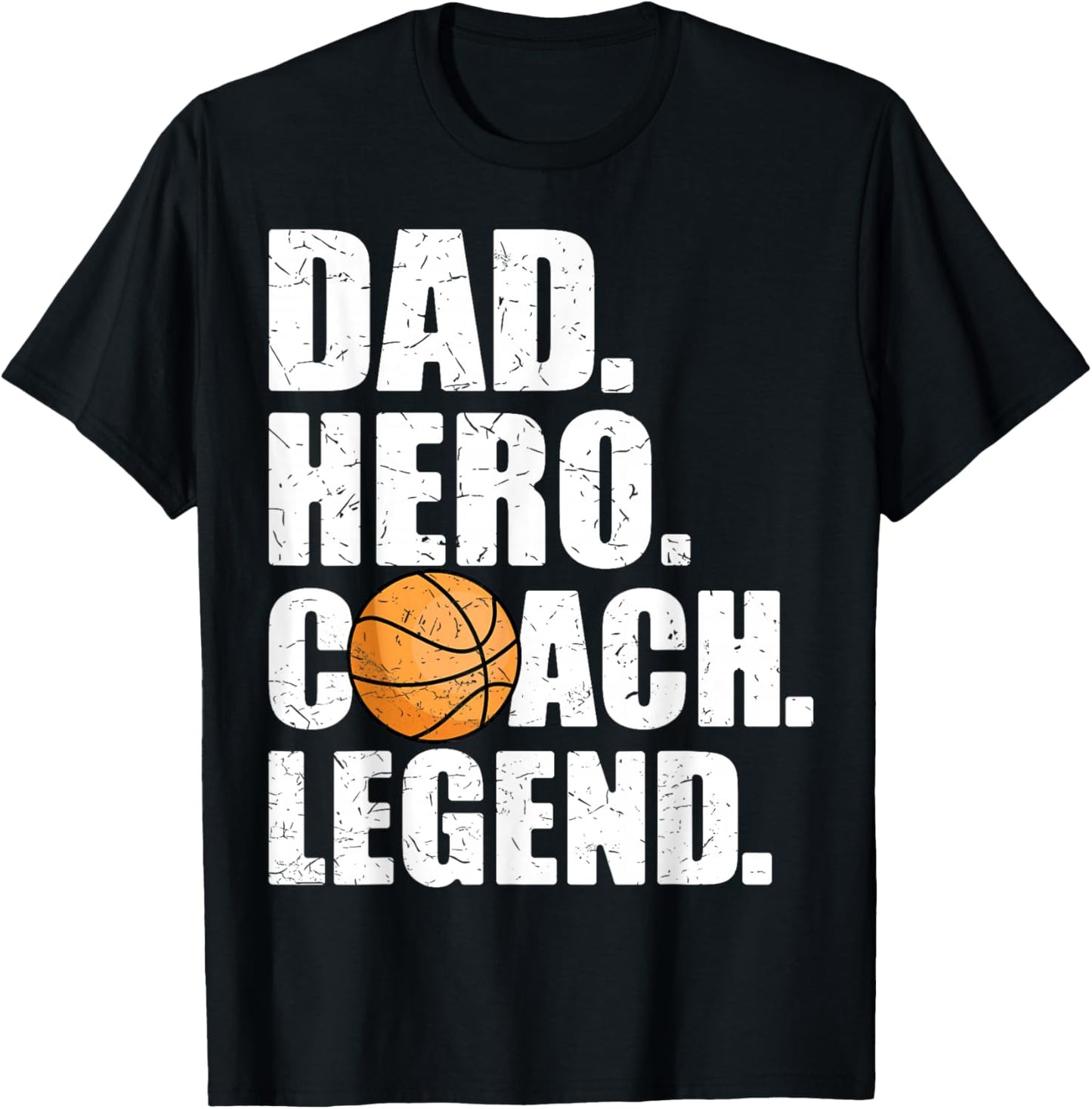 Dad Hero Coach Legend Father Papa Daddy Basketball Coach T-Shirt - T-Shirt | Black