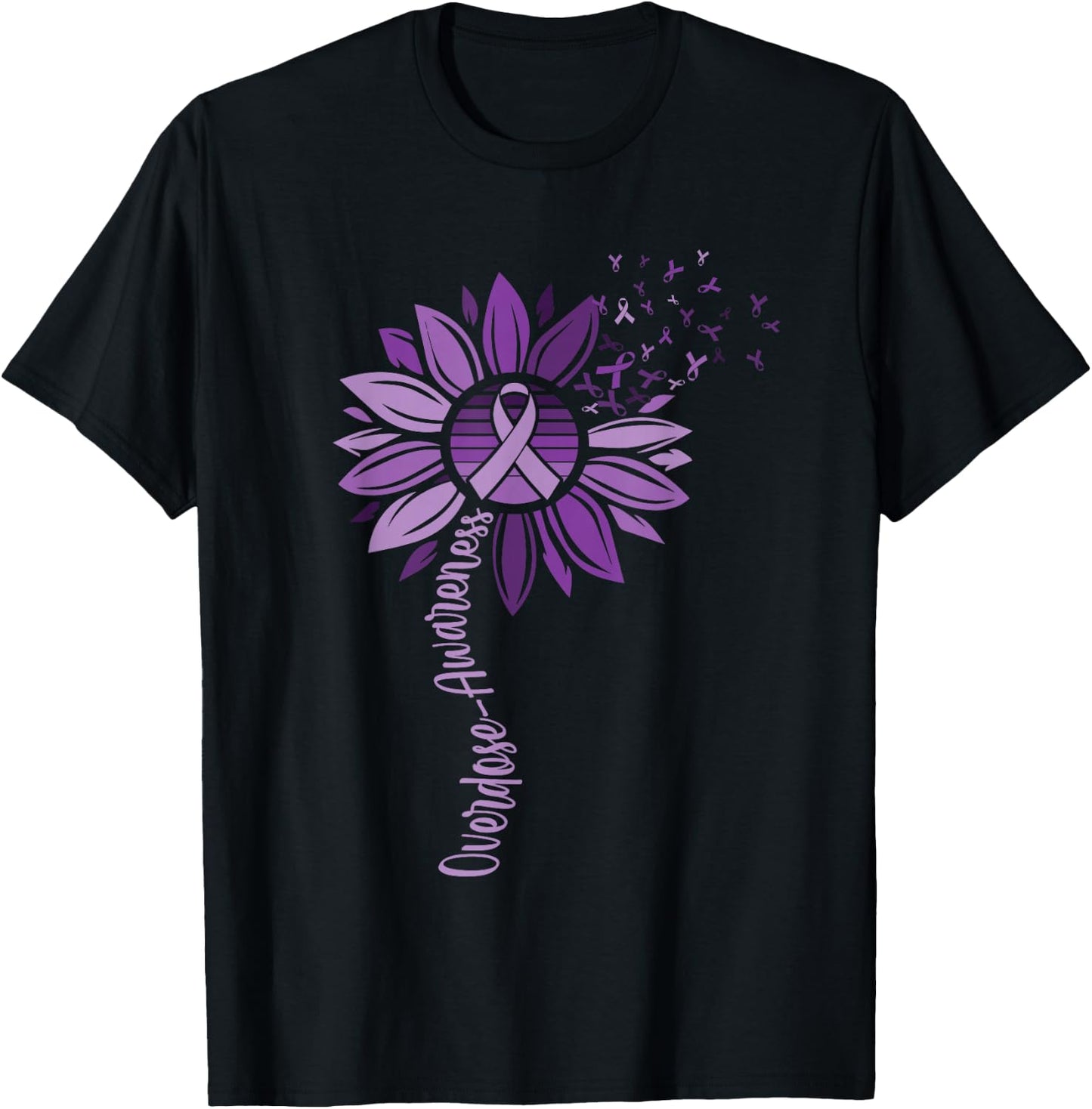 Sunflower Ribbons Overdose Awareness Men T-Shirt - T-Shirt | Black