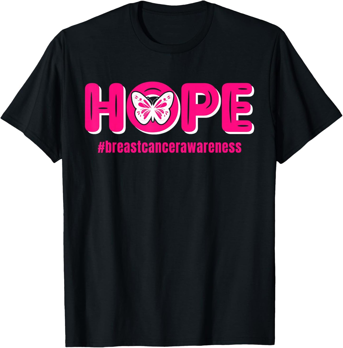 Breast Cancer Awareness Month Pink Butterfly | & T-Shirt - T-Shirt | Black