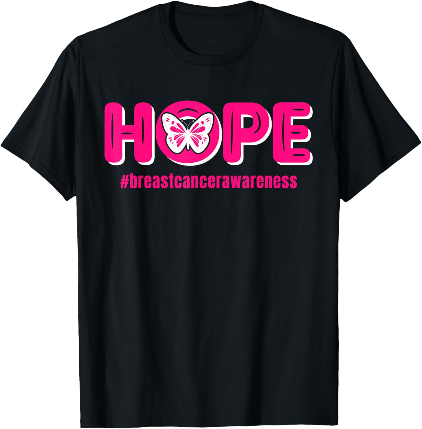Breast Cancer Awareness Month Pink Butterfly | & T-Shirt - T-Shirt | Black