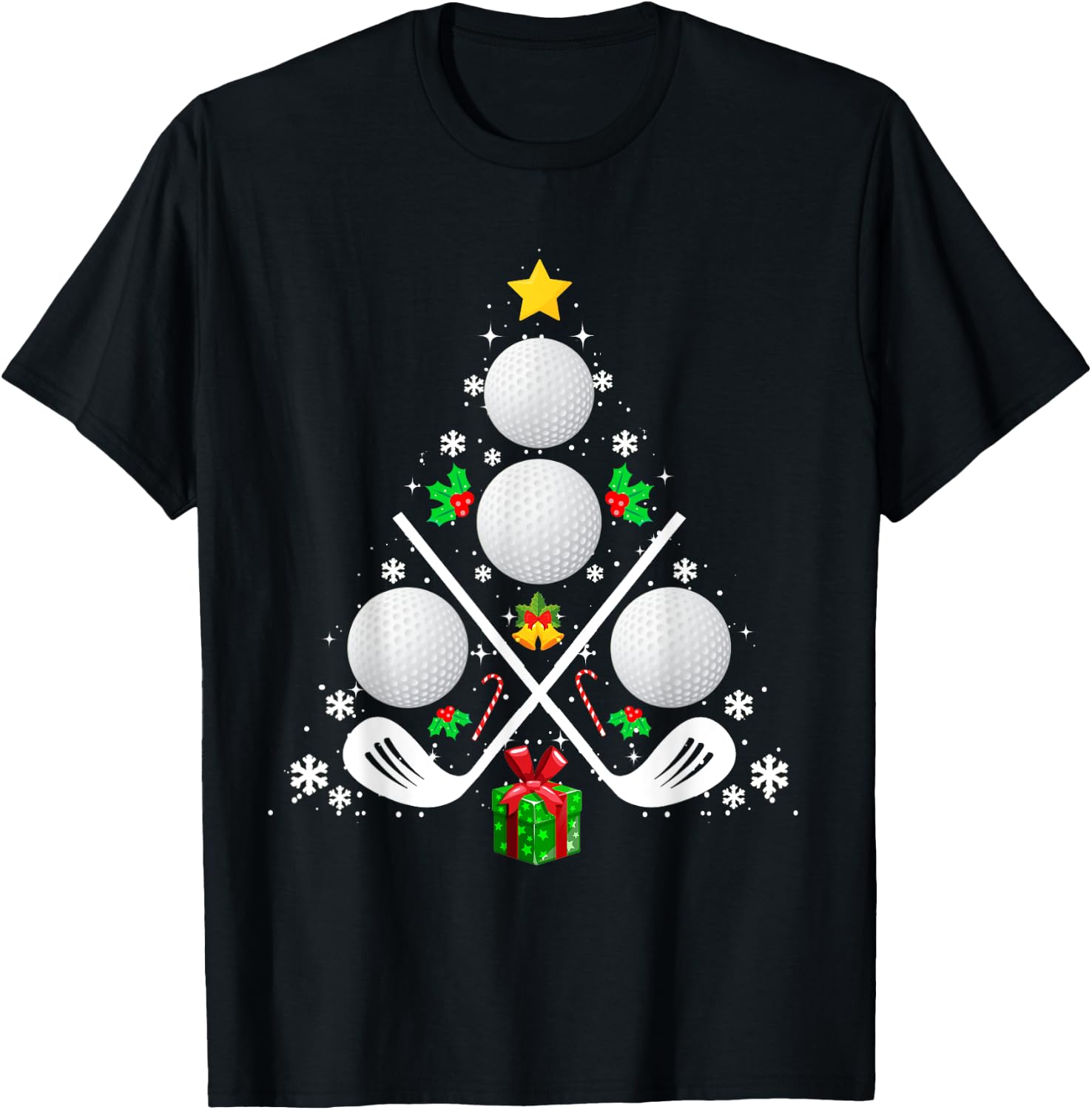 Golf Equipment Christmas Tree Christmas Golf T-Shirt - T-Shirt | Black