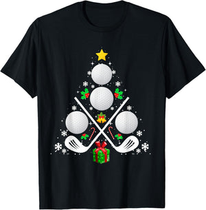 Golf Equipment Christmas Tree Christmas Golf T-Shirt - T-Shirt | Black