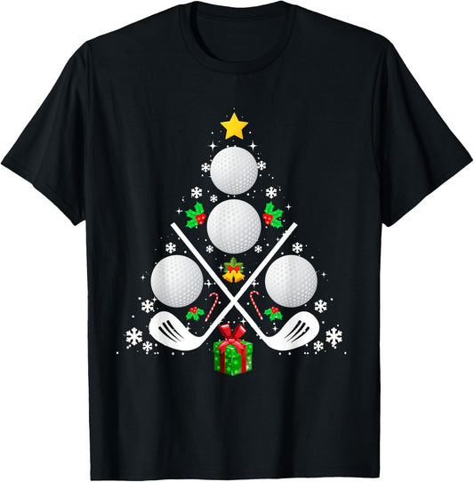 Golf Equipment Christmas Tree Christmas Golf T-Shirt - T-Shirt | Black
