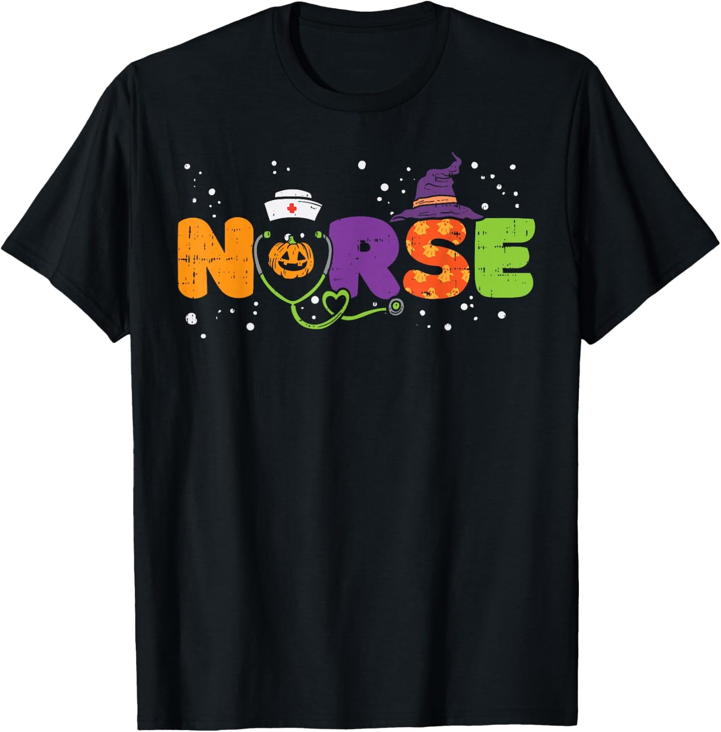 Nurse Pumpkin Stethoscope Halloween Costume Nursing Women T-Shirt - T-Shirt | Black