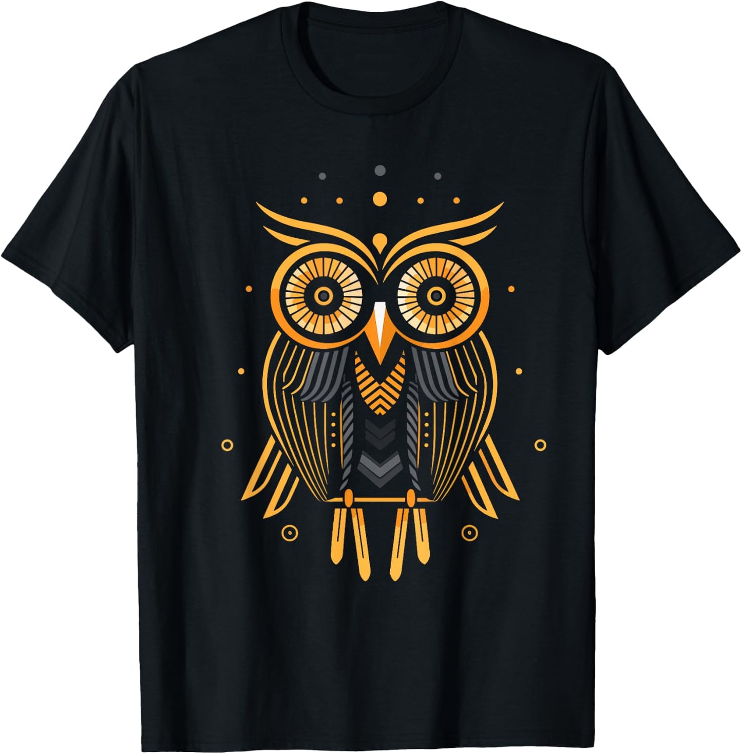 Retro Owl - Abstract Geometric Mid Century Modern T-Shirt - T-Shirt | Black