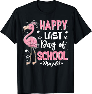 Happy Last Day Of School Flamingo Student Teacher T-Shirt - T-Shirt | Black