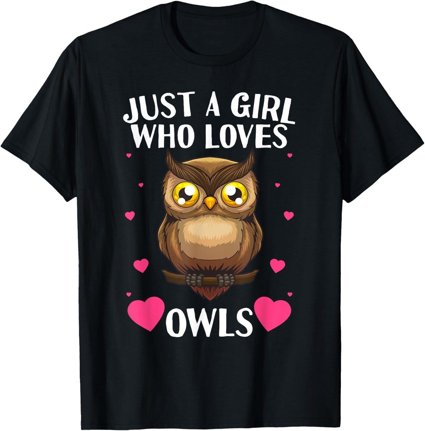 Funny Owl Design Girls Nocturnal Bird Owl Lovers T-Shirt - T-Shirt | Black