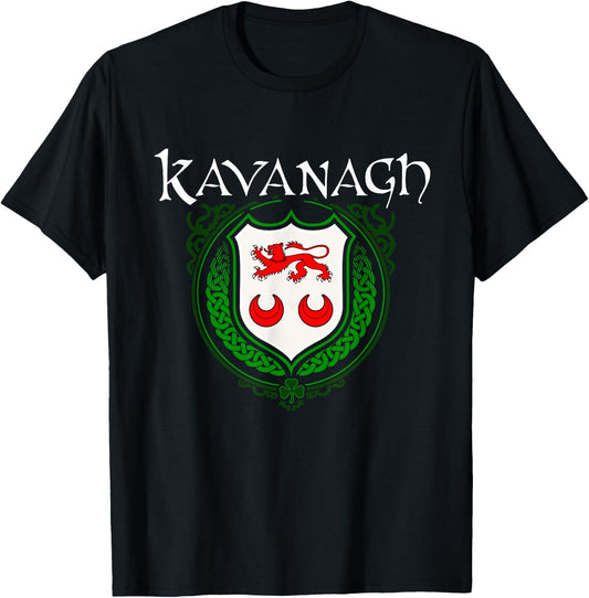Kavanagh Surname Irish Clan Tartan Badge Ireland T-Shirt - T-Shirt | Black