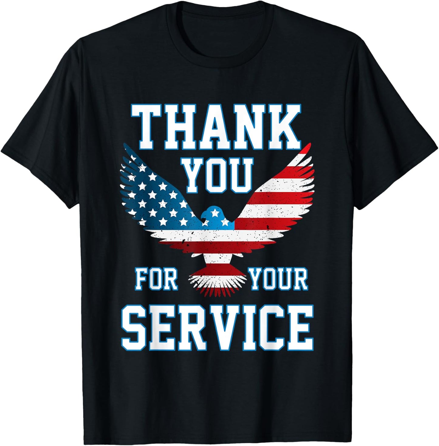 Thank You for your Service Patriotic Eagle Veterans Day Women Kids Men T-Shirt - T-Shirt | Black