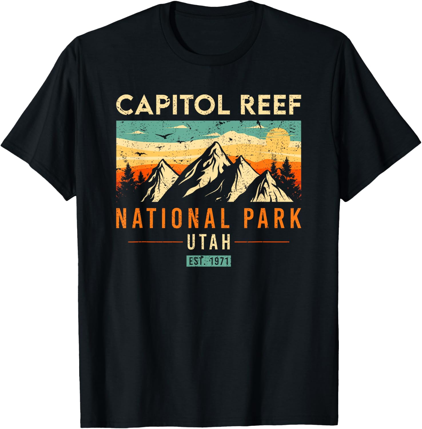 Capitol Reef Est. 1971 Vintage Retro Utah National Park T-Shirt - T-Shirt | Black