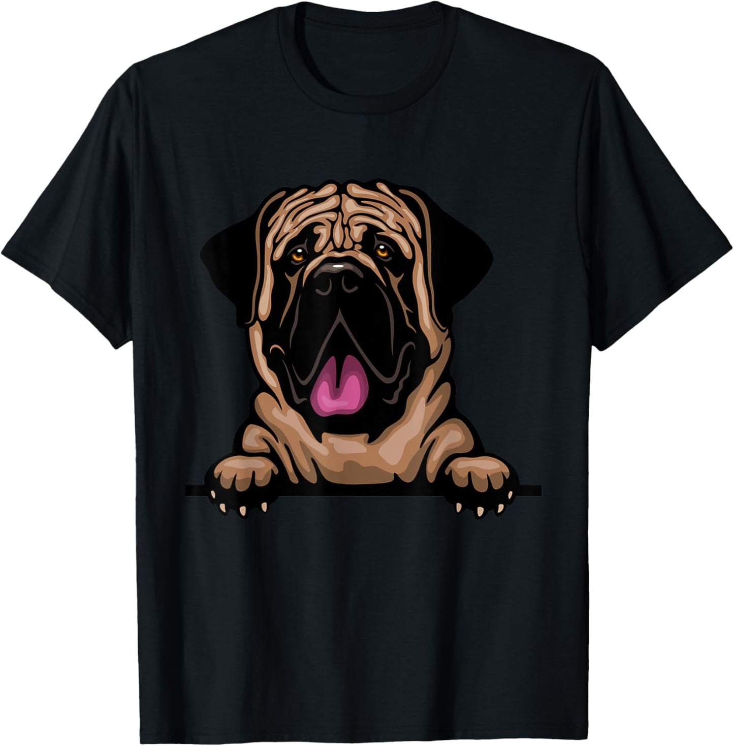 Jaption Dekun Dogs English Mastiff Dog Breed Popping Up - Grey, Women's, Small, Short Sleeve, Classic Fit, Cotton 50% Polyester 50% T-Shirt - T-Shirt | Black