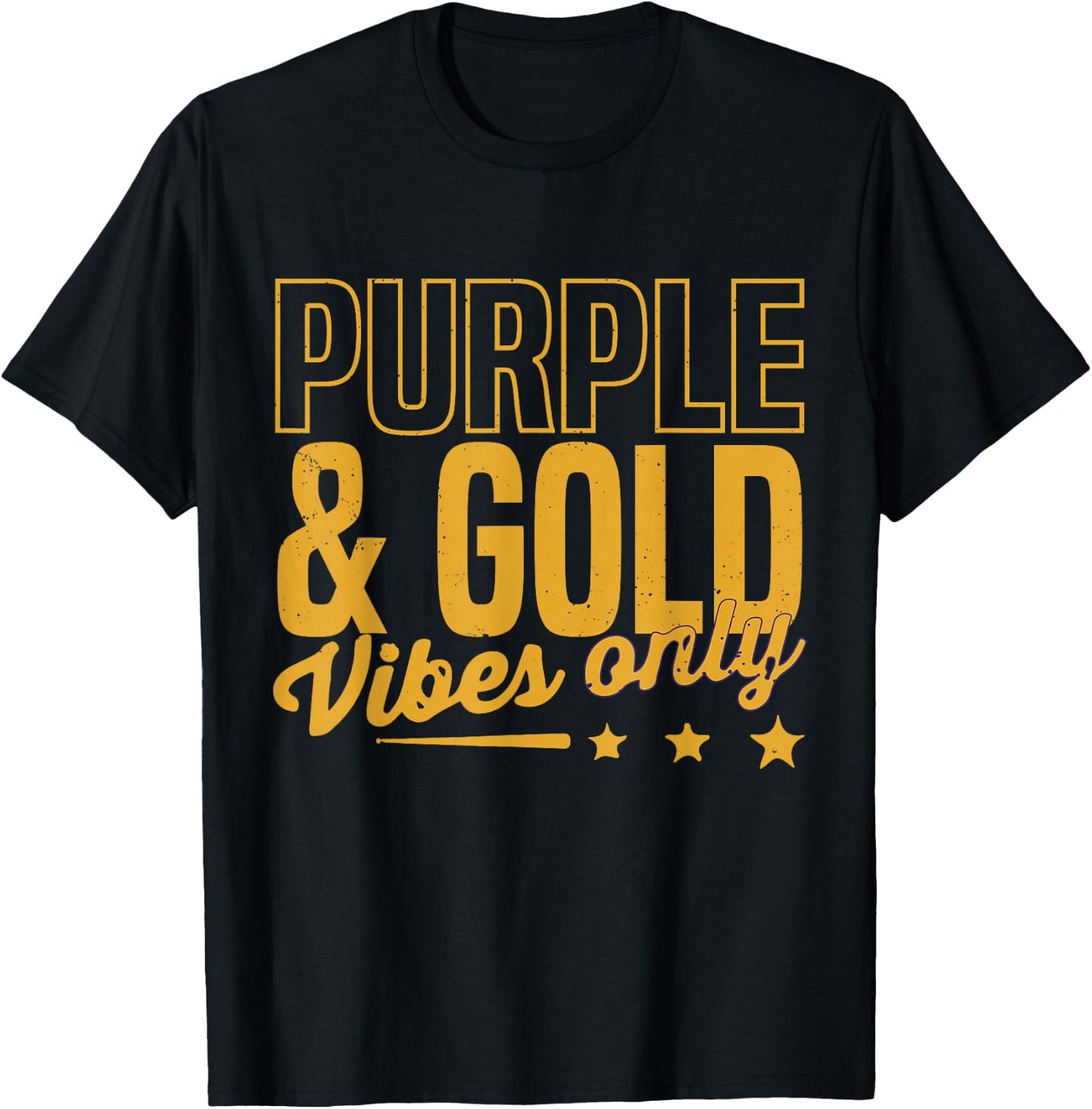 Purple And Gold Vibes Only Game Day For High School Football T-Shirt - T-Shirt | Black