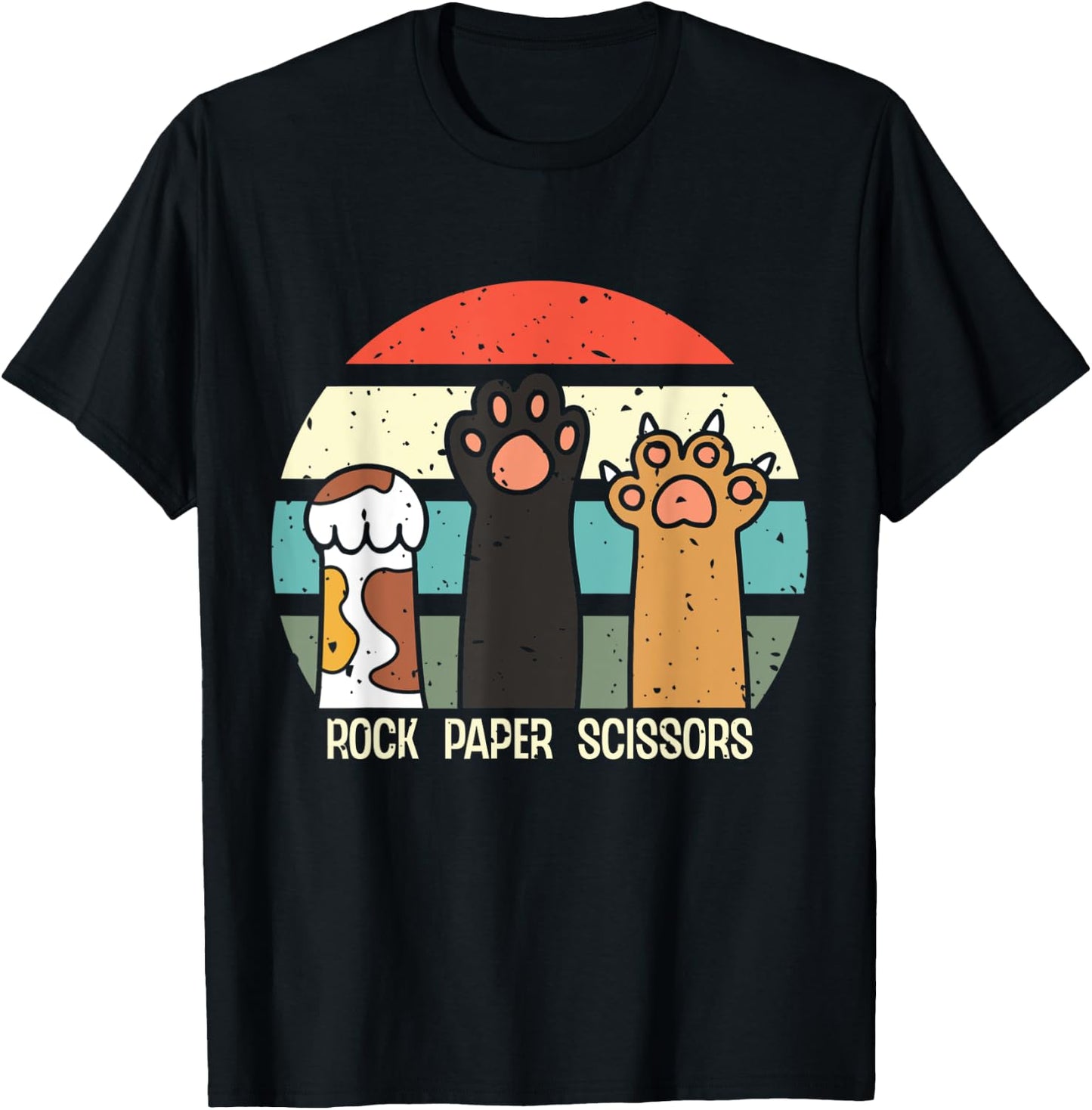 Rock Paper Scissors Hand Game Meme Animal Paw Cat Women Girls Kids T-Shirt - T-Shirt | Black