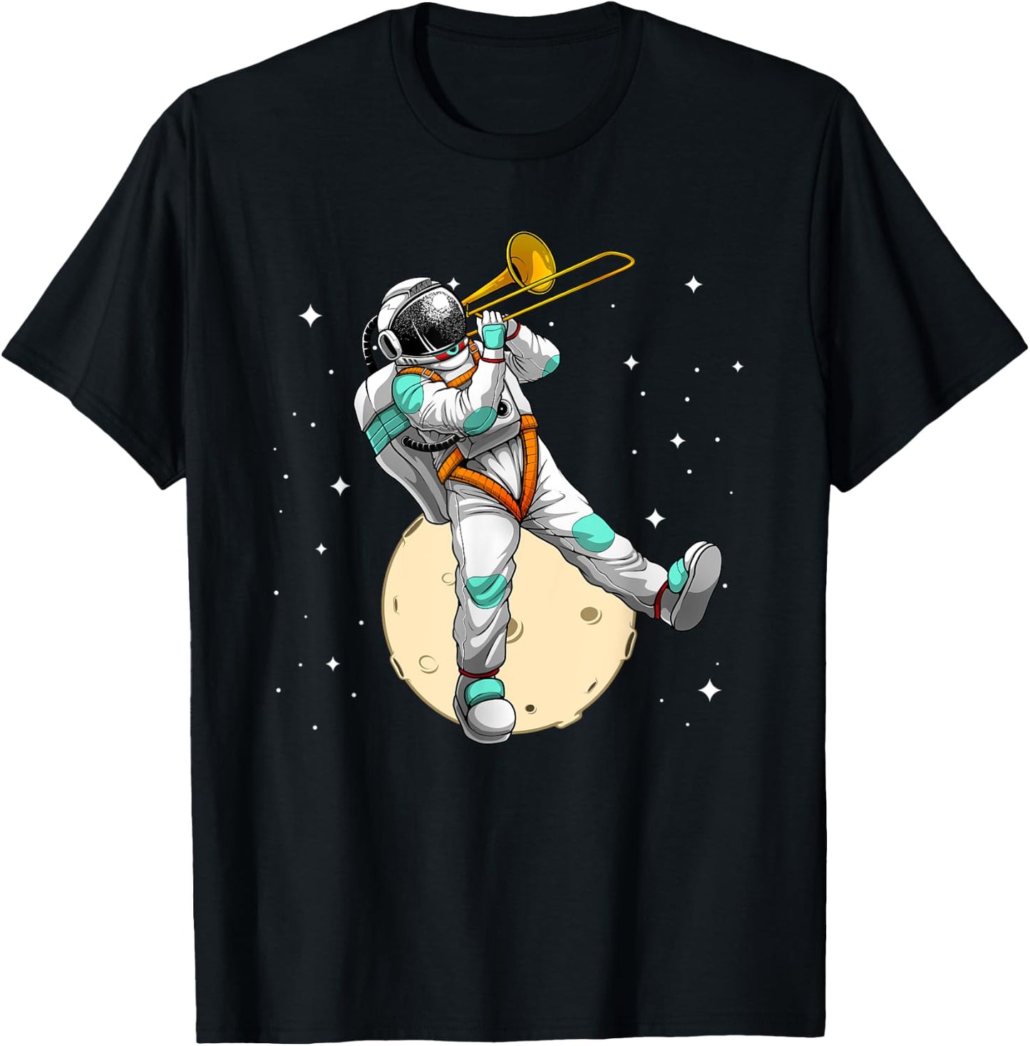 Funny Astronaut Trombone Art Women Trombone Player T-Shirt - T-Shirt | Black
