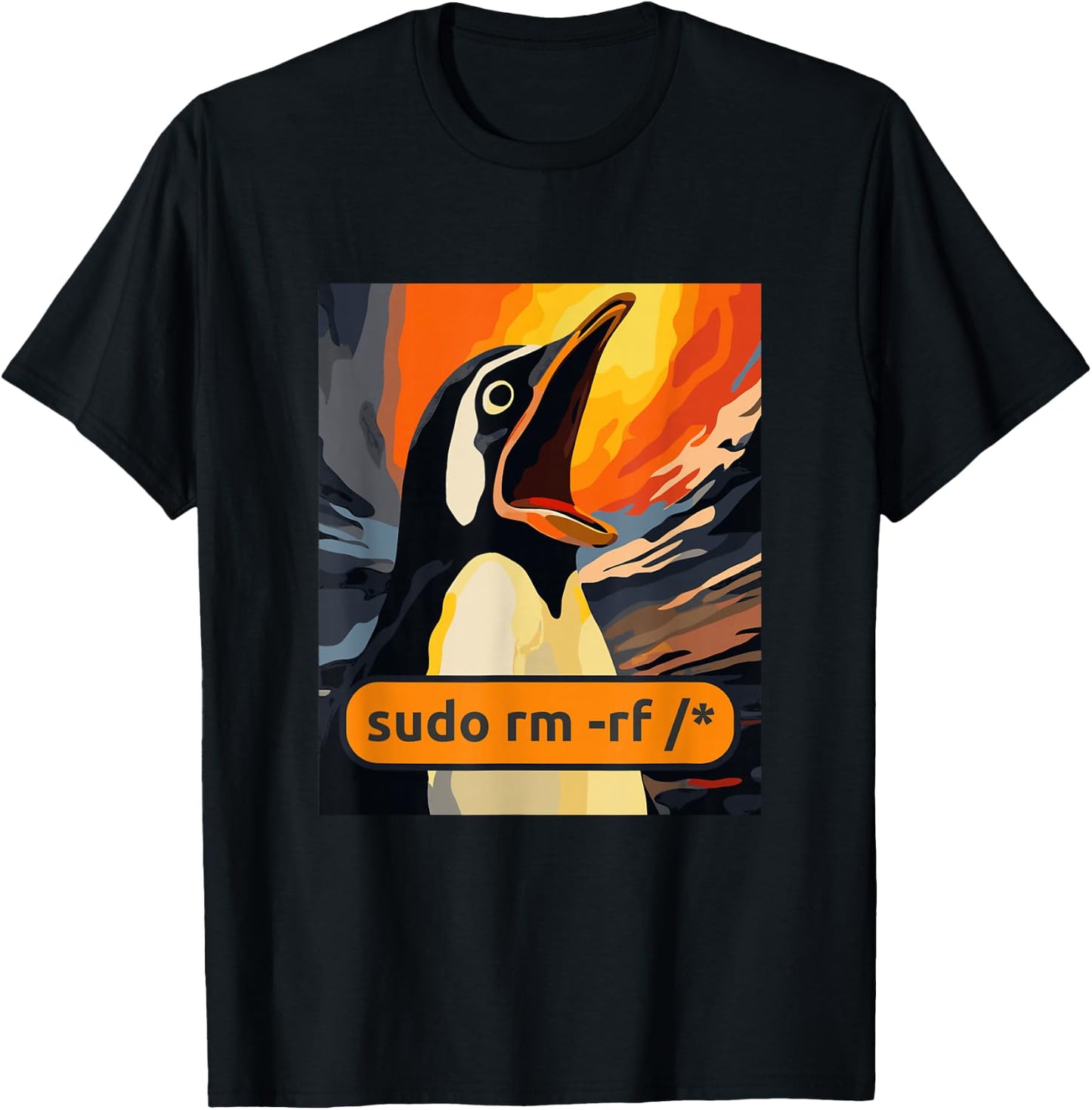 Screaming Tux Linux sudo rm -rf/ T-Shirt - T-Shirt | Black