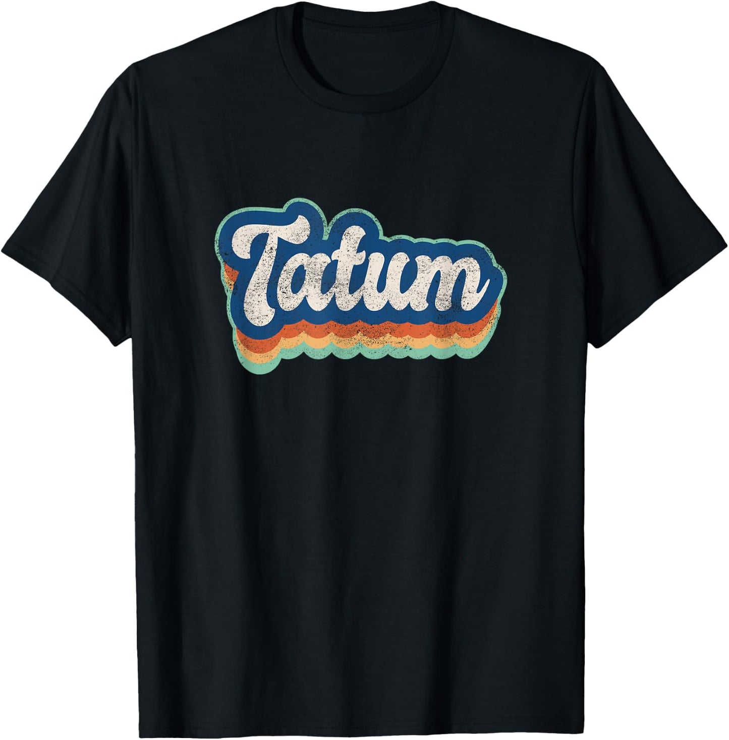 Tatum First Name Boy Vintage Style 70s 80s Personalized T-Shirt - T-Shirt | Black