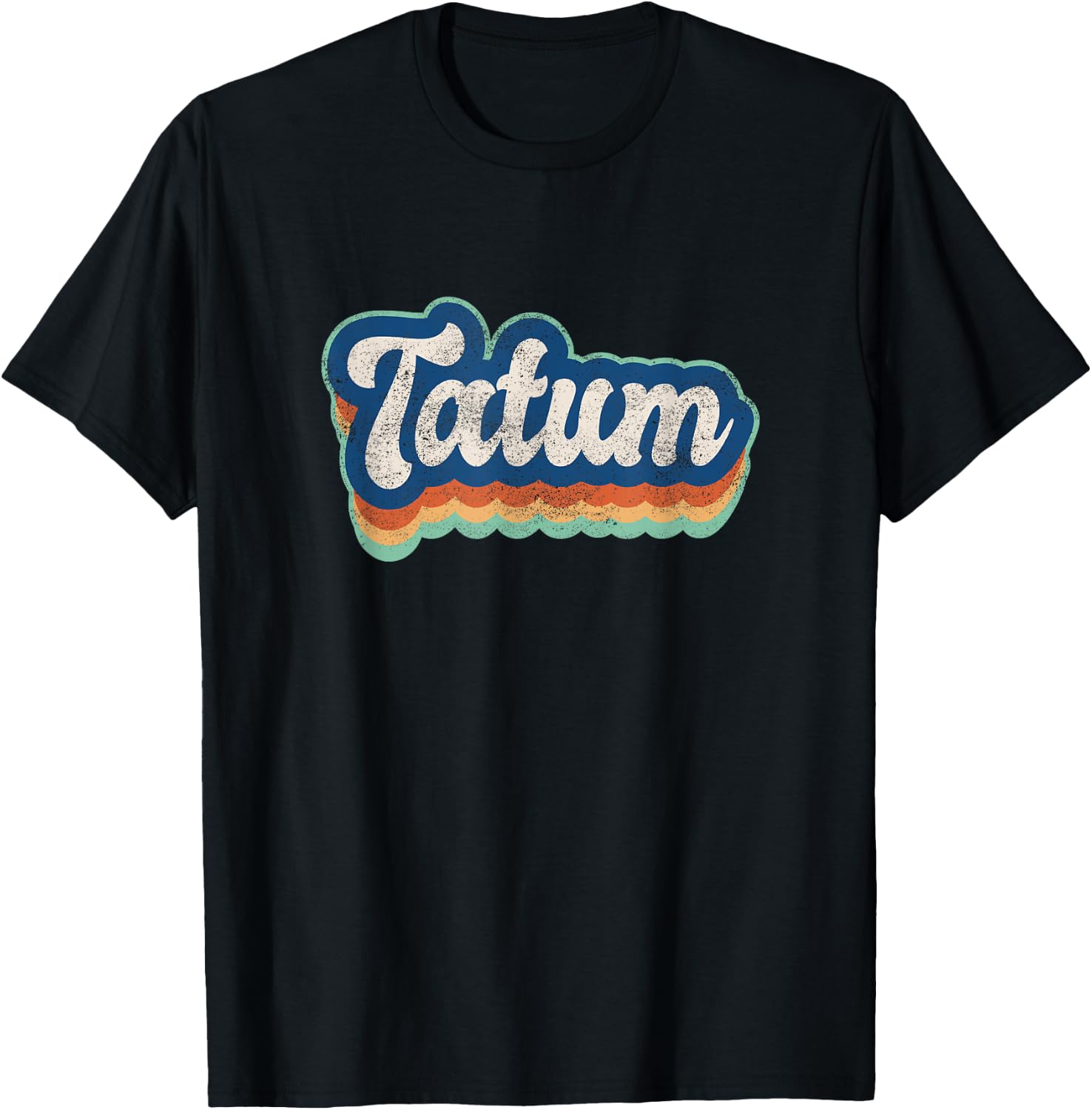 Tatum First Name Boy Vintage Style 70s 80s Personalized T-Shirt - T-Shirt | Black