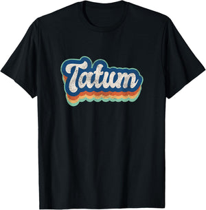 Tatum First Name Boy Vintage Style 70s 80s Personalized T-Shirt - T-Shirt | Black