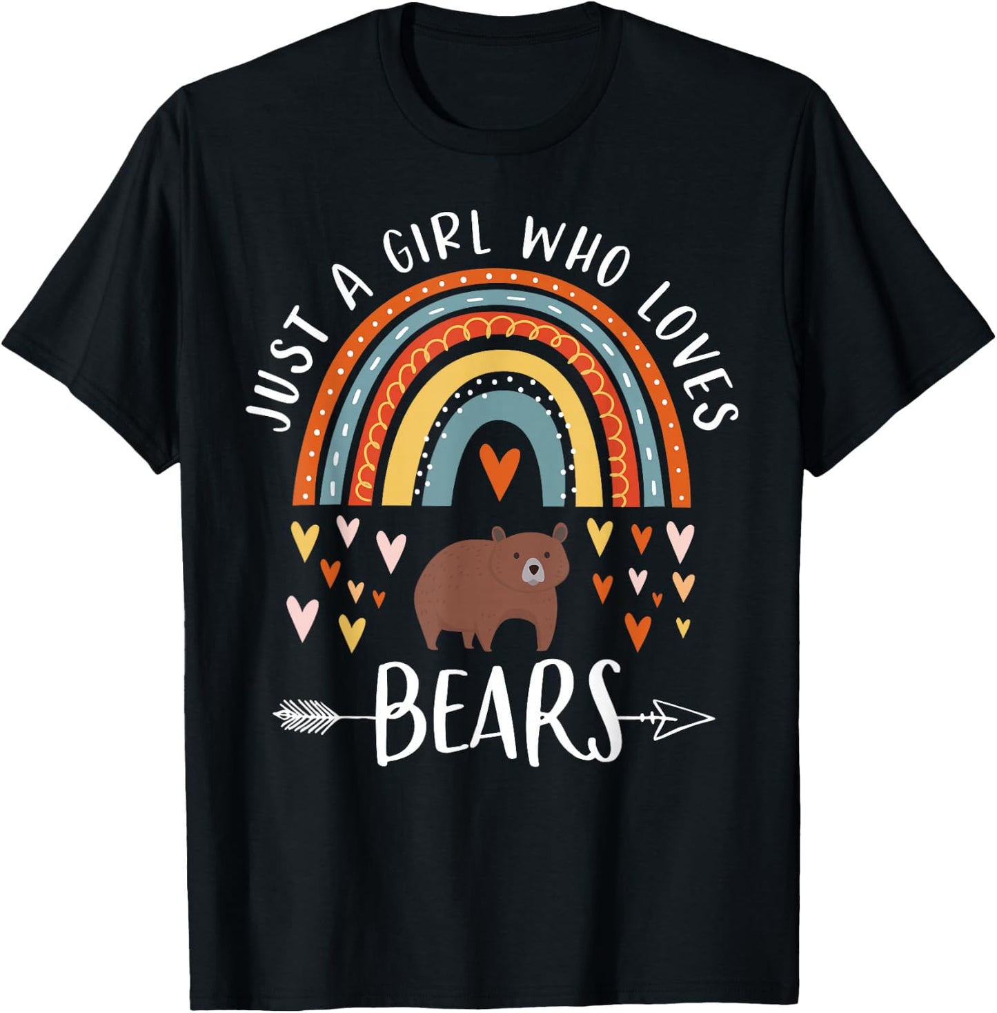 Just A Girl Who Loves Bears Rainbow Gifts Brown Bear Lover T-Shirt - T-Shirt | Black