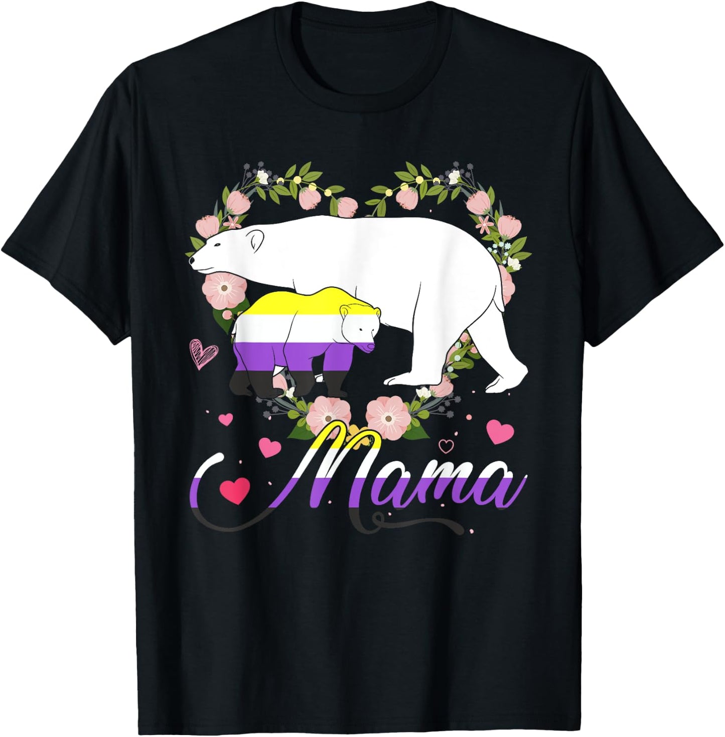 Funny Mama Bear Non-Binary Agender Genderqueer Pride Month T-Shirt - T-Shirt | Black