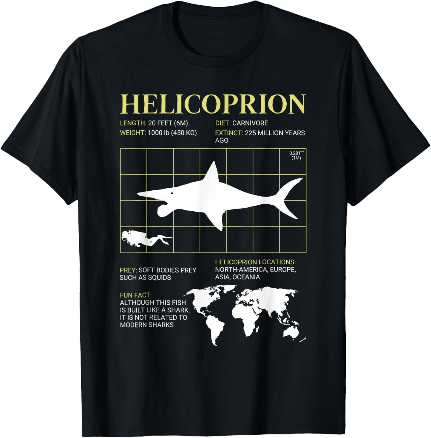 Helicoprion Buzzsaw Jaw Fish Fossil Paleontology T-Shirt - T-Shirt | Black
