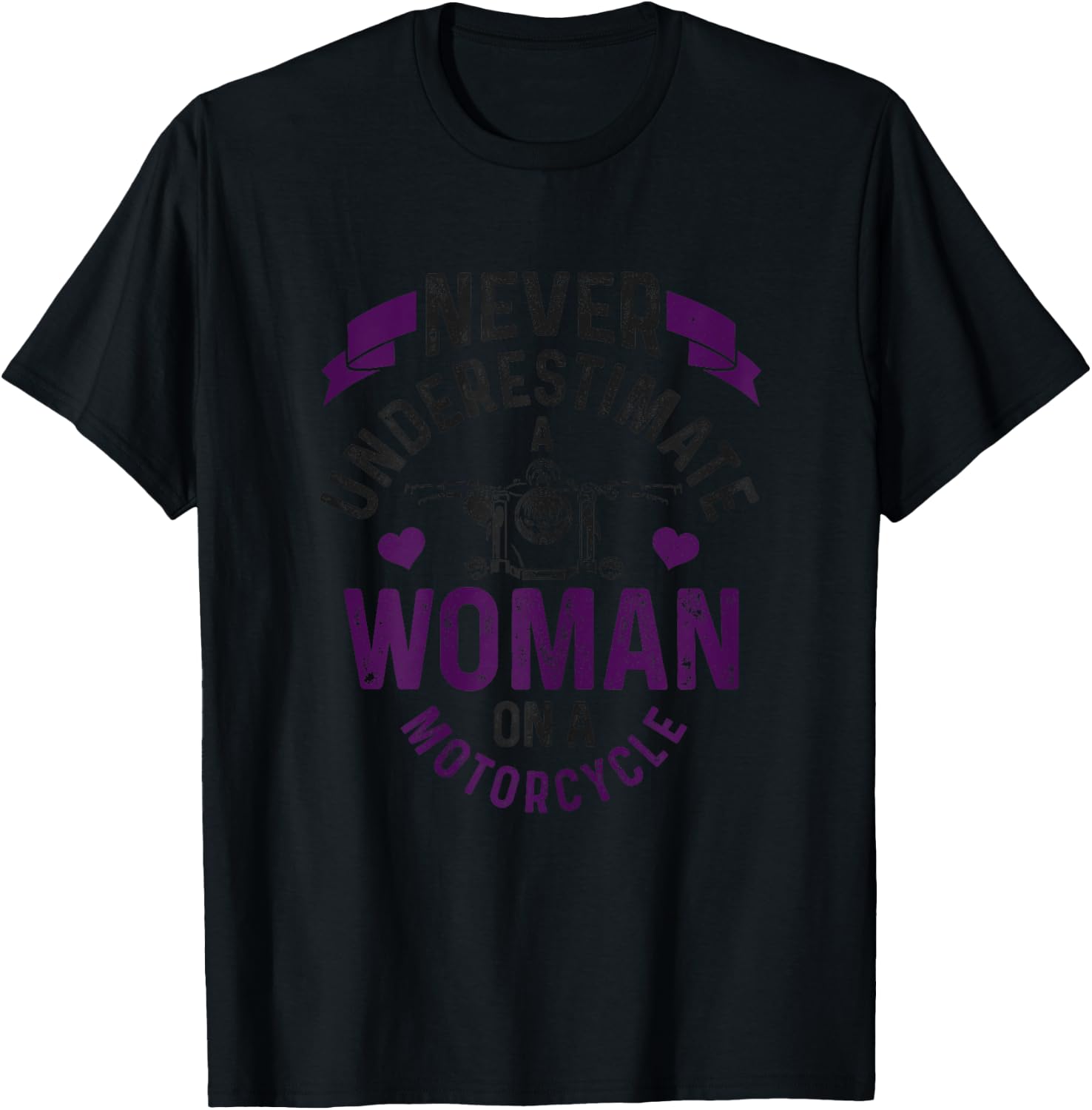 Never Underestimate A Woman Motorcycle Funny Biker Girl T-Shirt - T-Shirt | Black