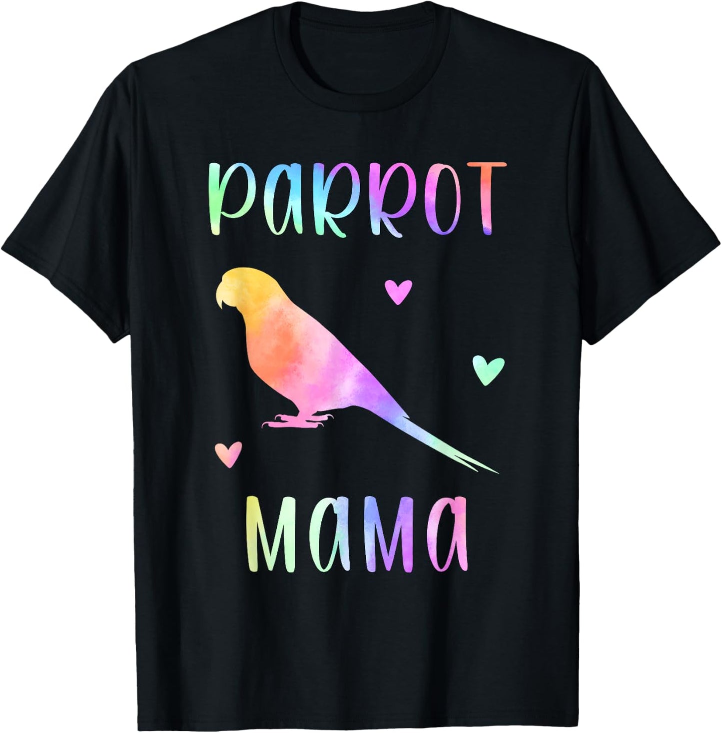Parrot Mama Parrot Bird Mom Rainbow Watercolor T-Shirt - T-Shirt | Black