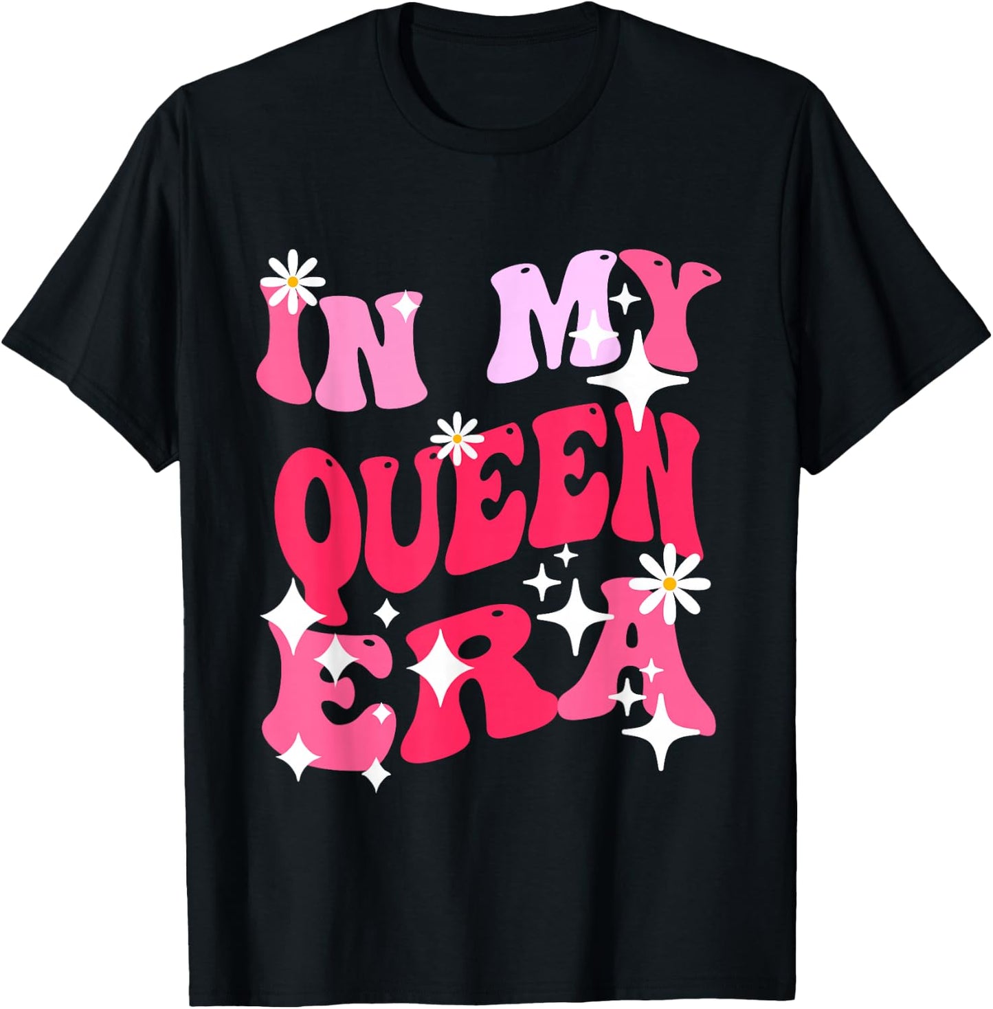 In My Queen Era Groovy Retro T-Shirt - T-Shirt | Black