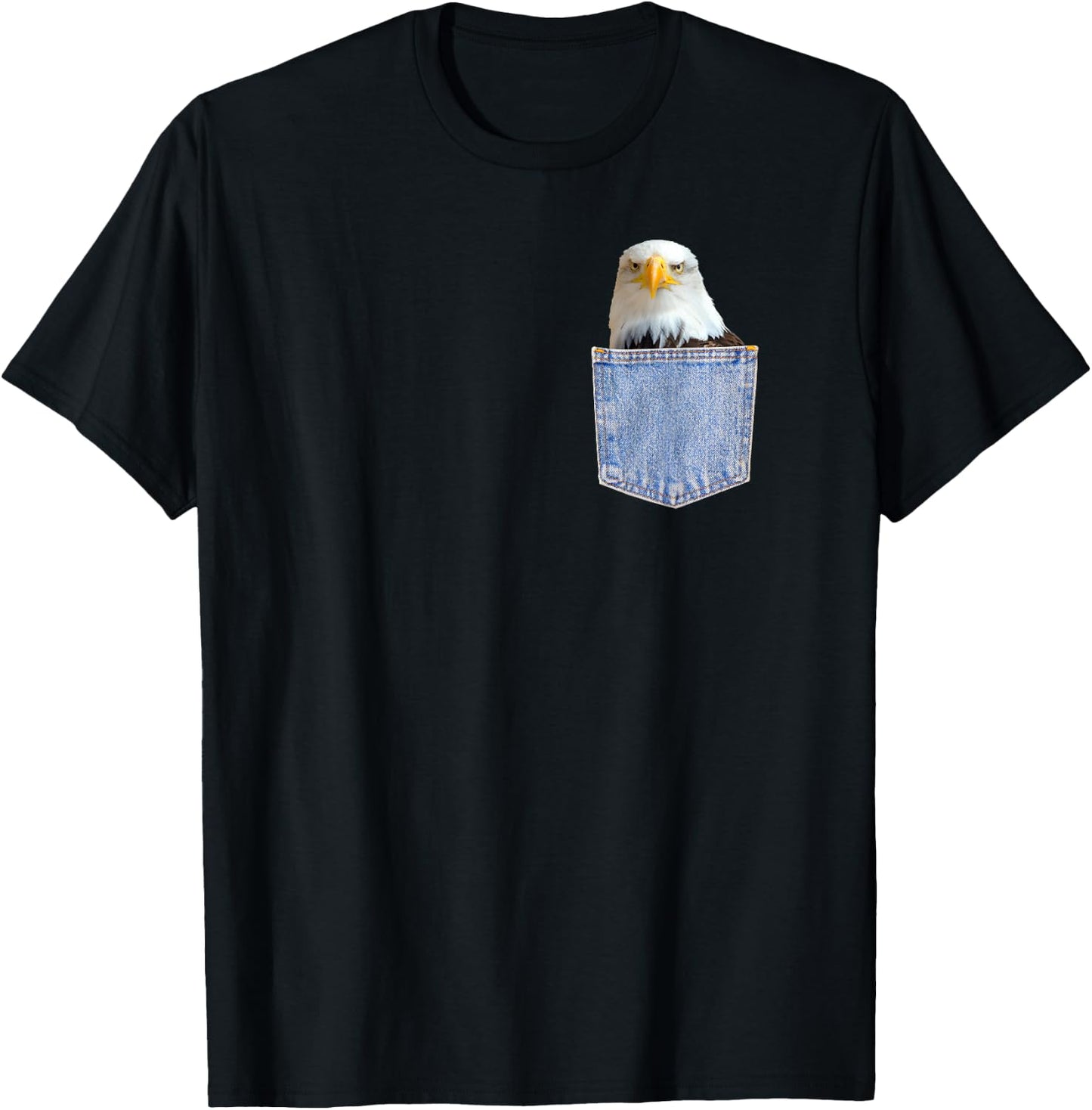 Freedom Patriotic Bald Eagle Pocket shirt Funny Bird Animal T-Shirt - T-Shirt | Black