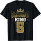 Birthday King 5 Bday Party Celebration 5th Royal Theme T-Shirt - T-Shirt | Black