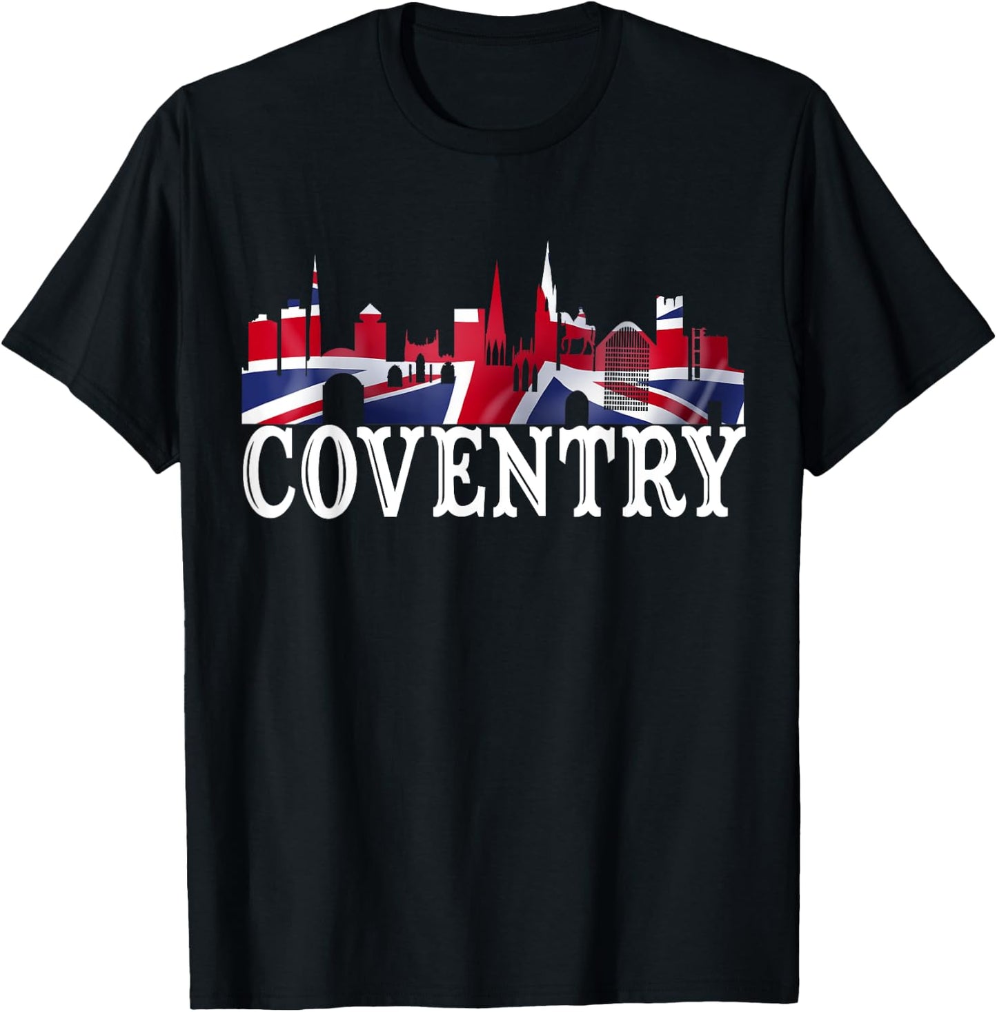 Coventry City Skyline - I Love Coventry England UK Flag T-Shirt - T-Shirt | Black
