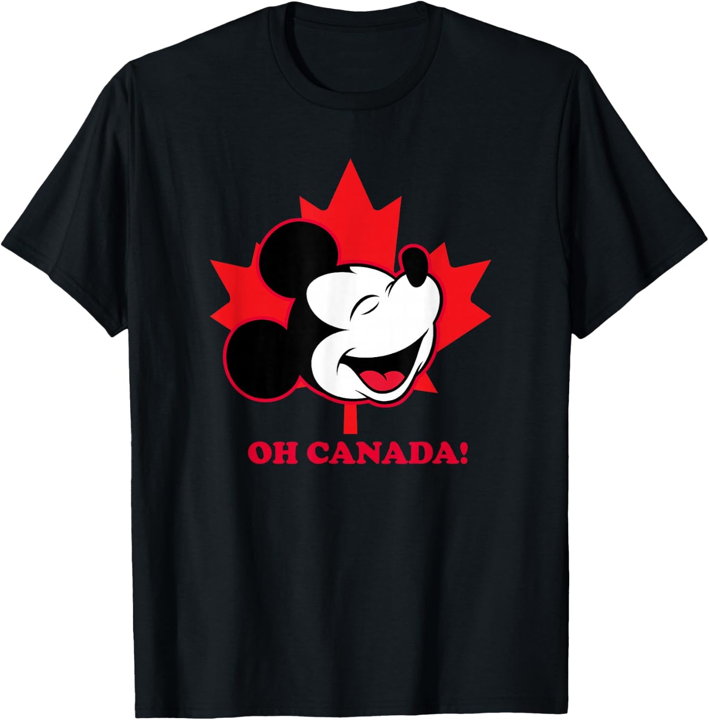 Disney Mickey And Friends Oh Canada Classic Mickey Face T-Shirt - T-Shirt | Black