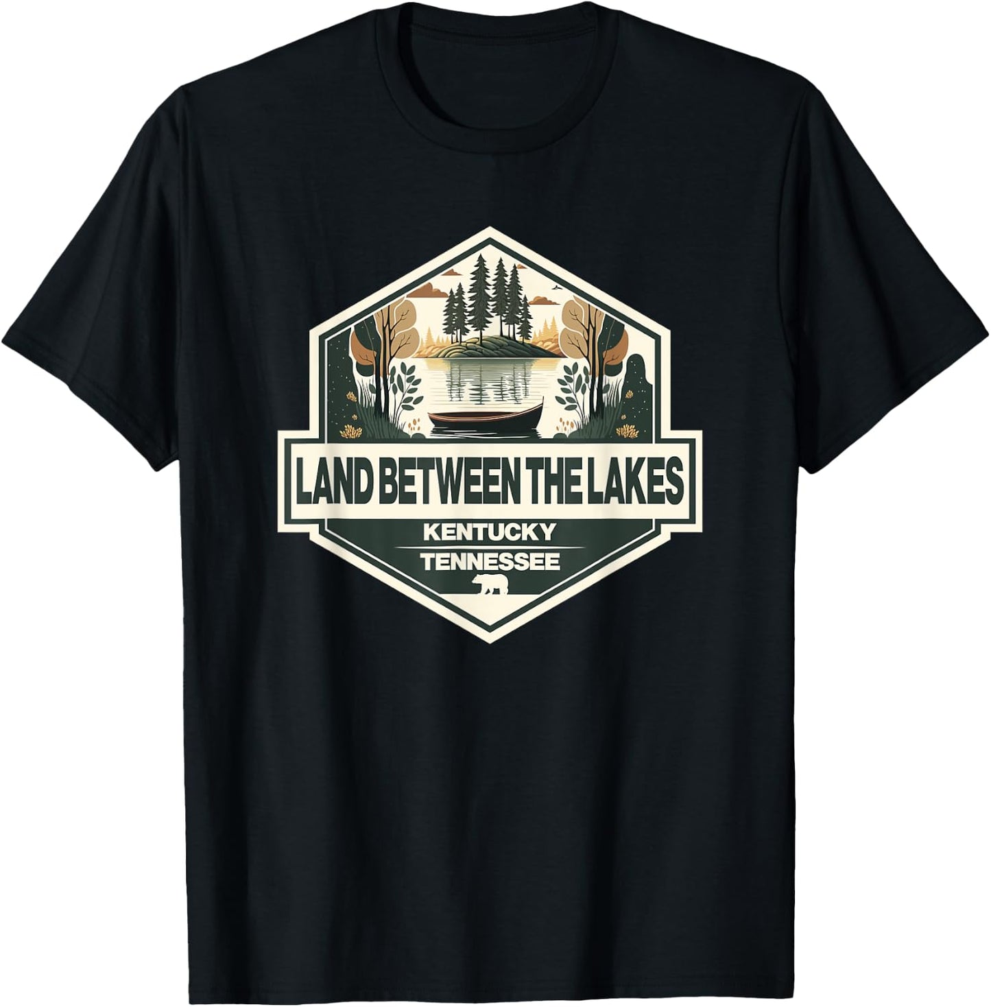 Land Between the Lakes Travel Art Badge Vintage T-Shirt - T-Shirt | Black