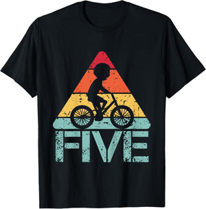 Cyclist Five Birthday Cycling 5th 5 Year Old Bike Birthday T-Shirt - T-Shirt | Black
