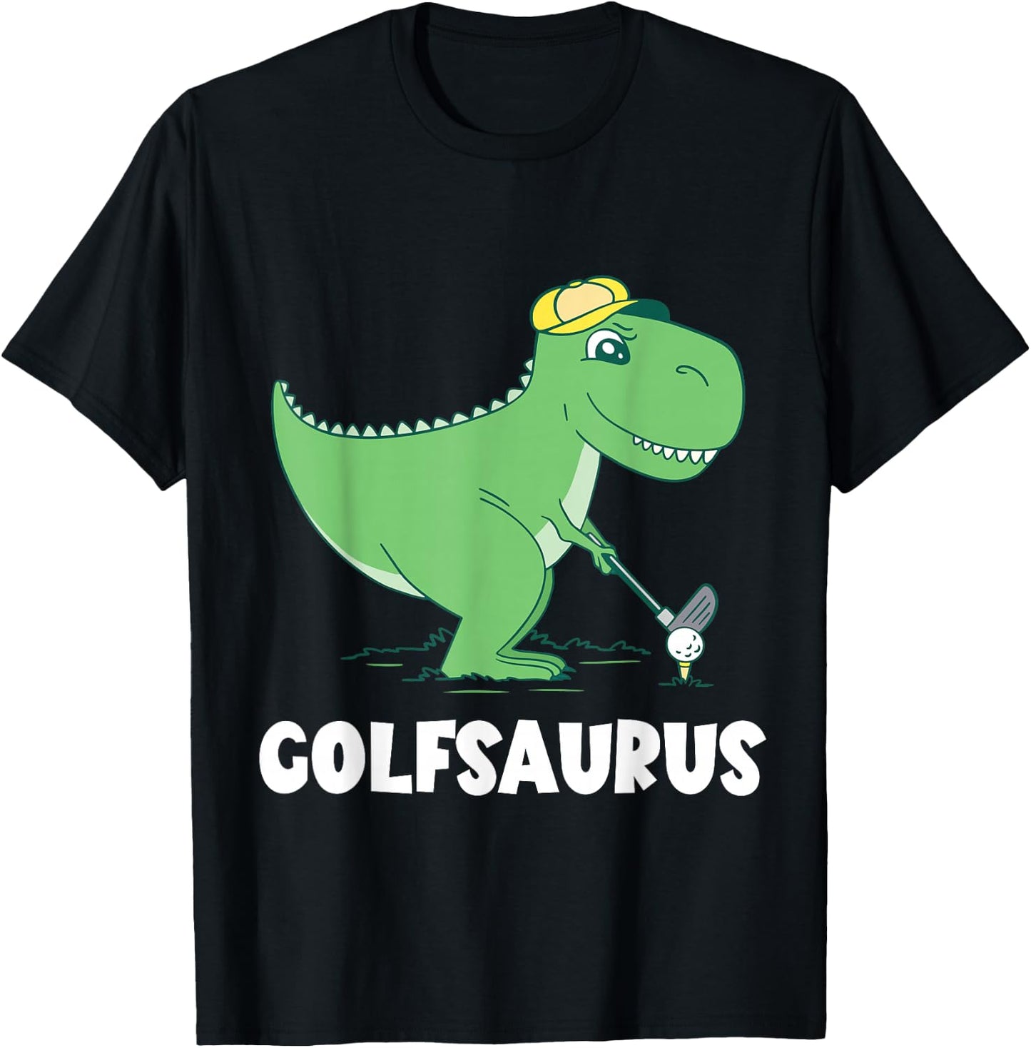 Golf Dino T-Rex Swing Dinosaur Golf Player Golfer Golfing T-Shirt - T-Shirt | Black