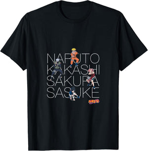 Naruto Classic Naruto Kakashi Sakura & Sasuke T-Shirt - T-Shirt | Black