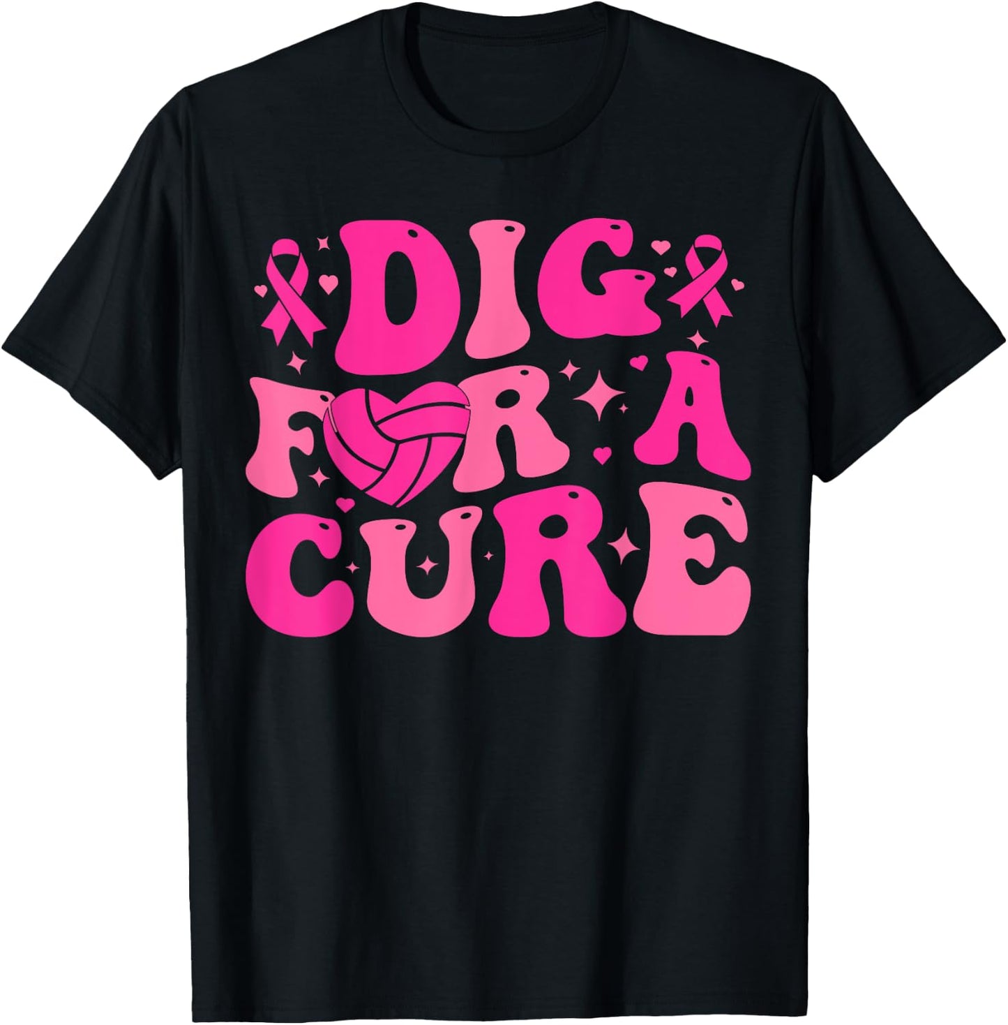 Dig For A Cure Breast Cancer Awareness Volleyball Pink Out T-Shirt - T-Shirt | Black