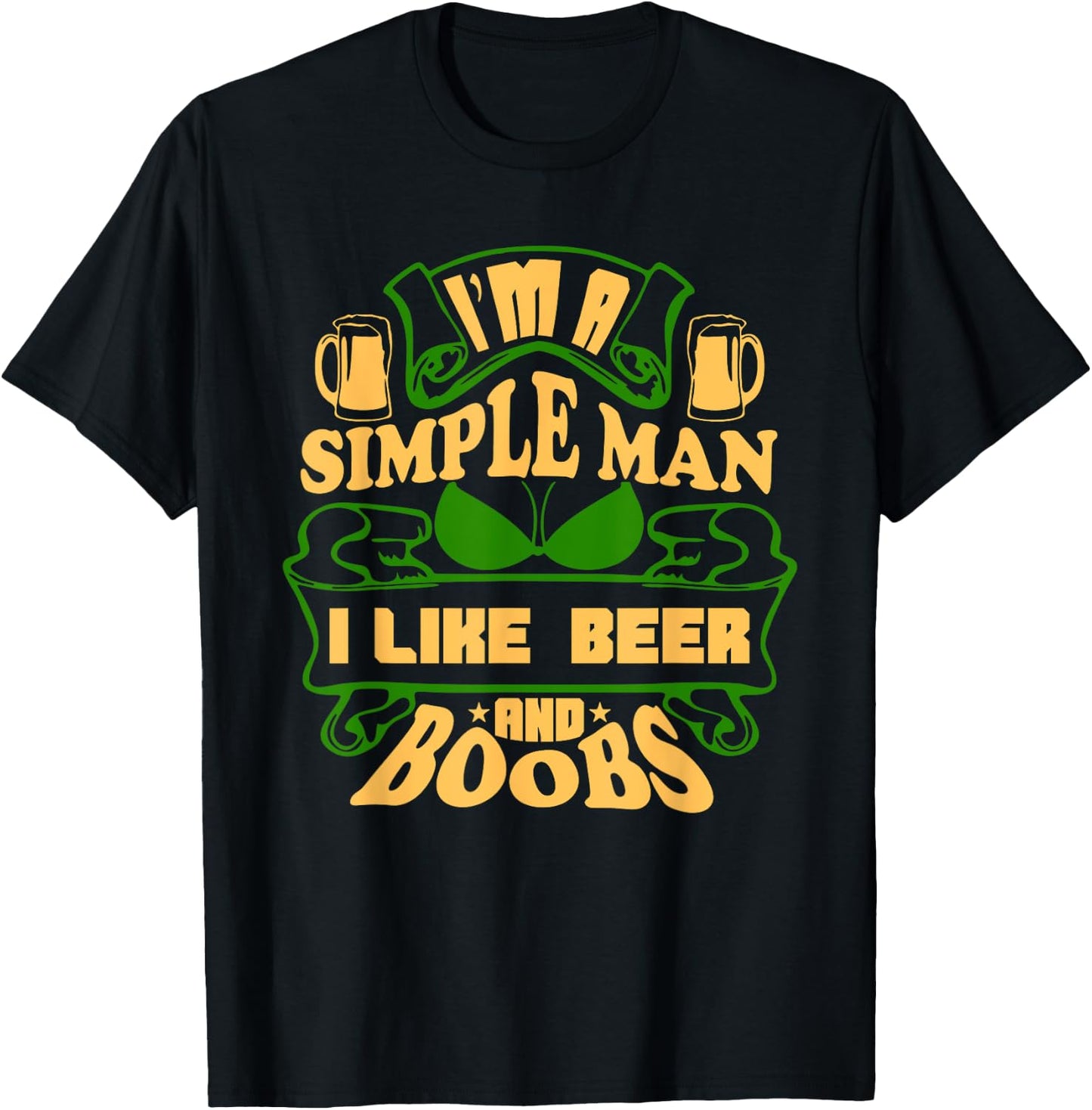 Beer Boobs St. Patrick's Day Funny Titties Drinking T-Shirt - T-Shirt | Black