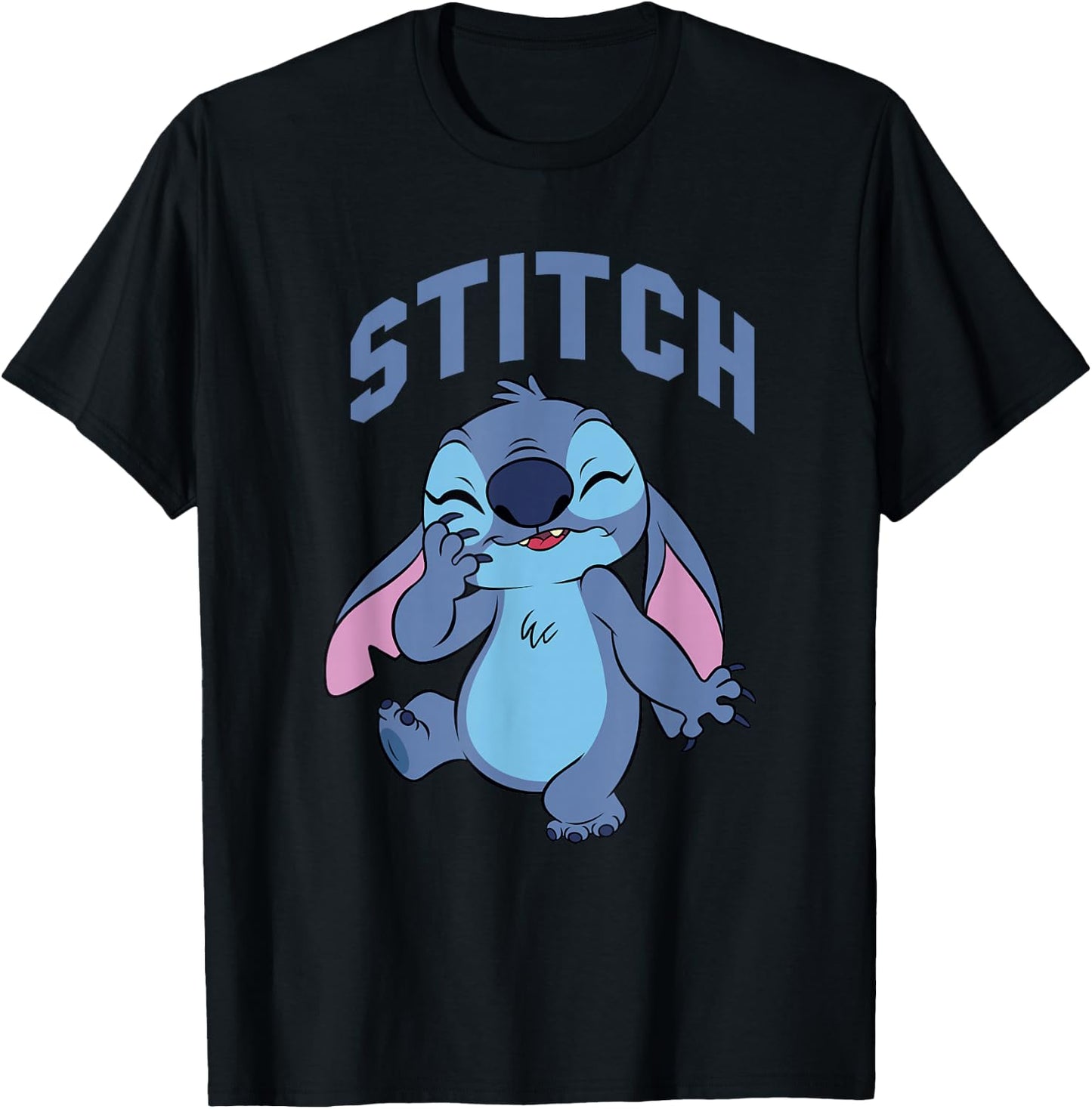 Disney Lilo & Stitch Cute Laughing Stitch Portrait T-Shirt - T-Shirt | Black