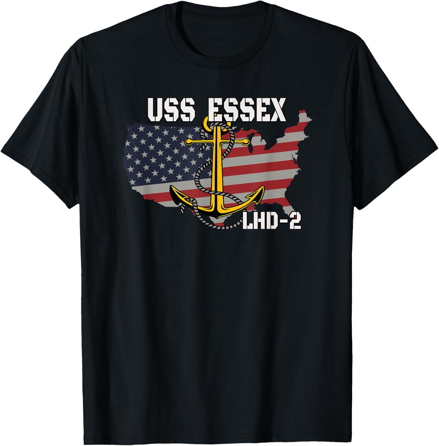 USS Essex LHD-2 Landing Helicopter Dock Veterans Day Father T-Shirt - T-Shirt | Black