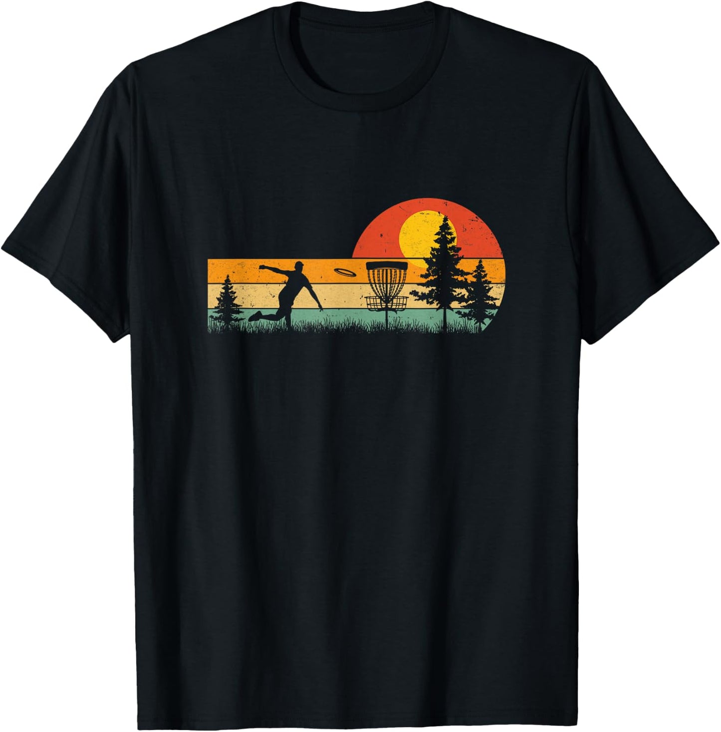 Vintage Disc Golf Design Frisbee Golf Basket Tree Player T-Shirt - T-Shirt | Black