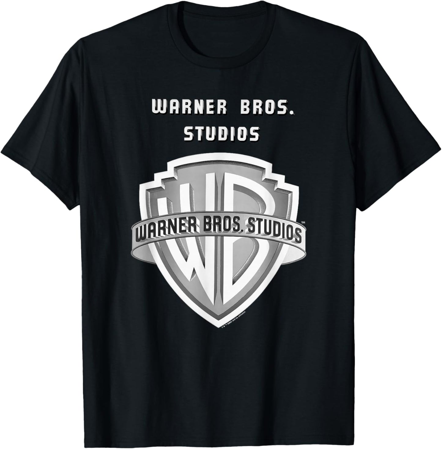 WB100 Warner Bros. Vintage Movie Studio Silver Logo T-Shirt - T-Shirt | Black