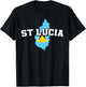 St Lucia Map and Flag Souvenir Saint Lucian T-Shirt - T-Shirt | Black