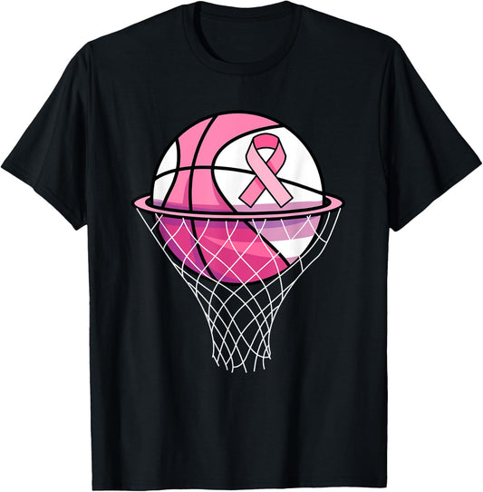 Breast Cancer Support Pink Basketball Love Coach T-Shirt - T-Shirt | Black