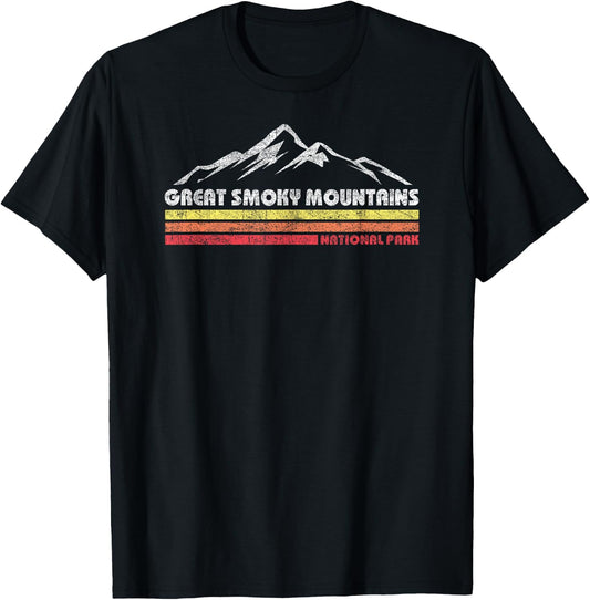 Retro Great Smoky Mountains National Park Hiking T-Shirt - T-Shirt | Black