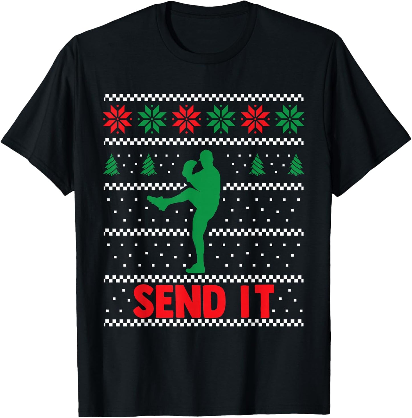 Funny Baseball Player - Christmas Xmas Send It T-Shirt - T-Shirt | Black