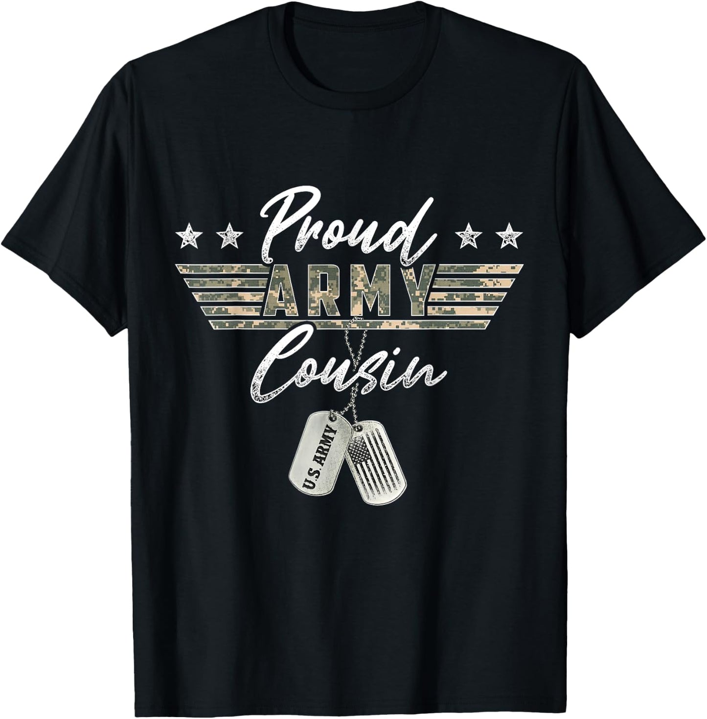 Proud U.S. Army & Military Family Military Gift Proud Army Cousin American Veteran Military T-Shirt - T-Shirt | Black