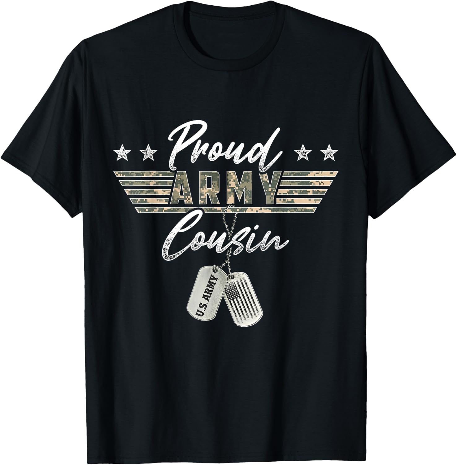 Proud U.S. Army & Military Family Military Gift Proud Army Cousin American Veteran Military T-Shirt - T-Shirt | Black