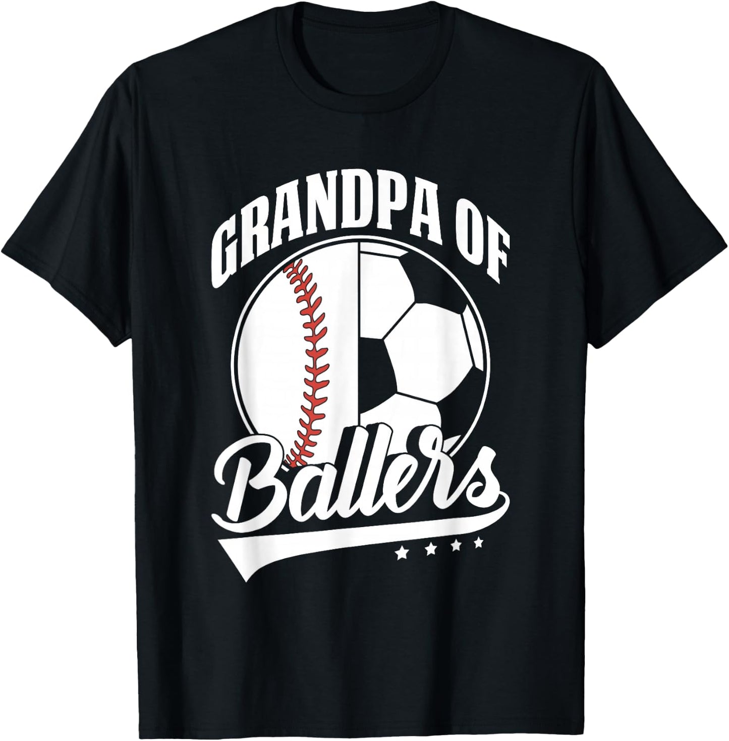 Grandpa Of Ballers Soccer Baseball Player T-Shirt - T-Shirt | Black